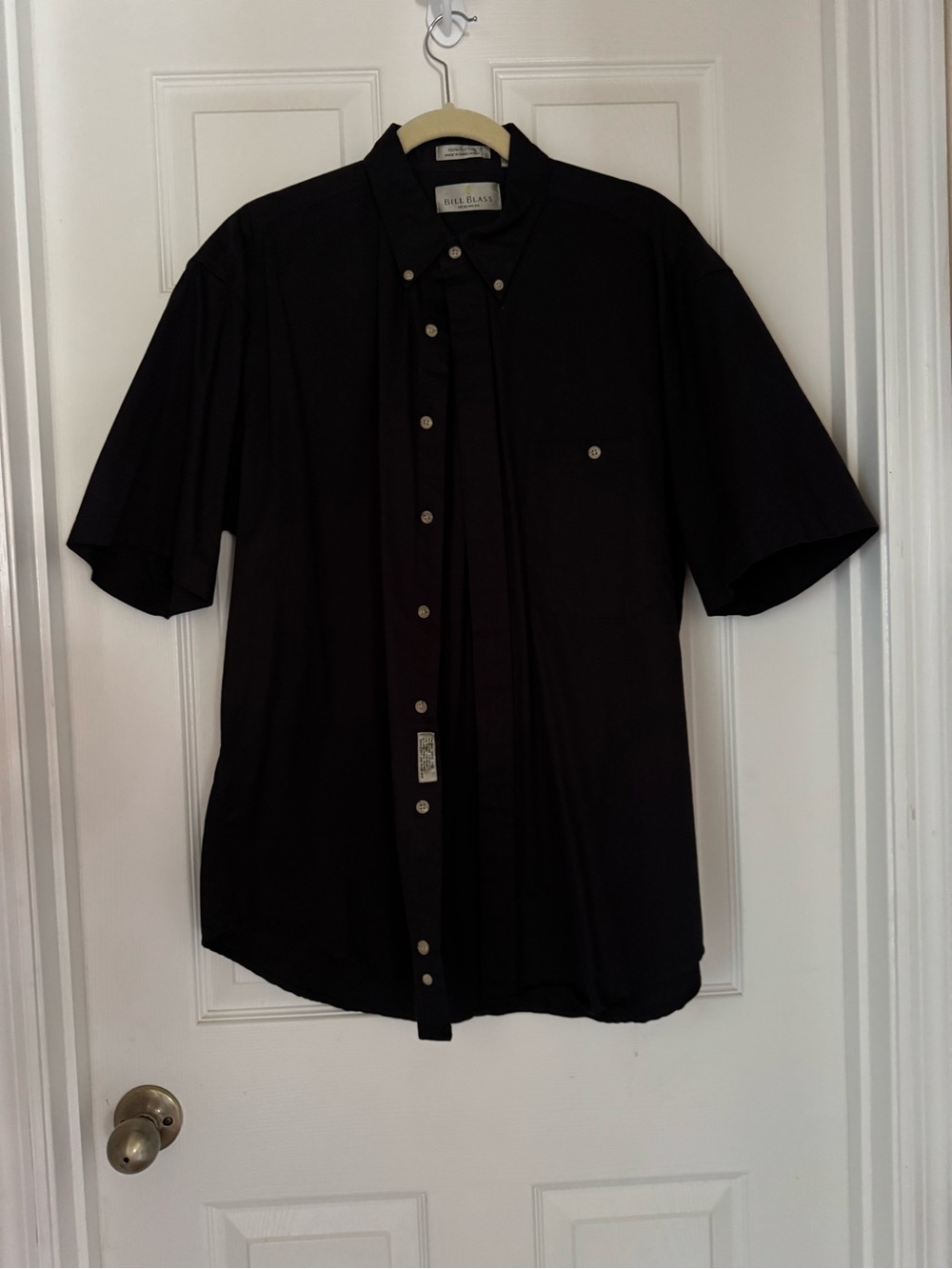 Bill Blass Black Short-Sleeve Button Down Shirt
